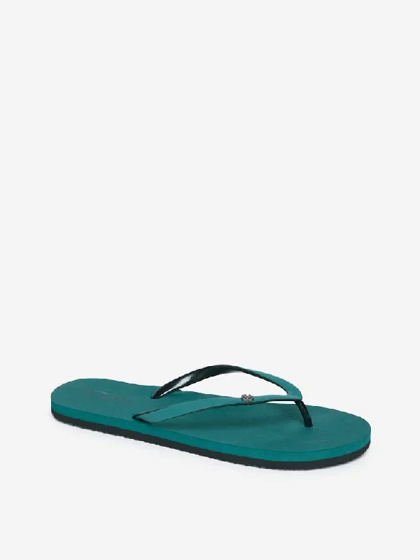 Luna Blu Teal Self-Textured Flip-Flops