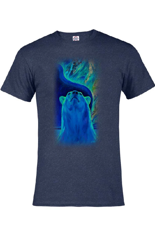 Crop Top Women T Shirt to Pair with High - Waisted BottomsAdult Polar Show T-Shirt with Northern Lights (Polar Bear)