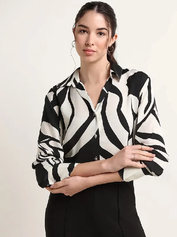 Wardrobe Black Abstract Print Shirt