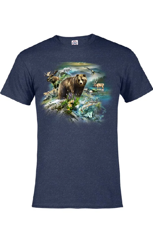 Embroidered Women T Shirt with Intricate DetailsAdult Wildlife Collage T-Shirt (Canadian wildlife collage)