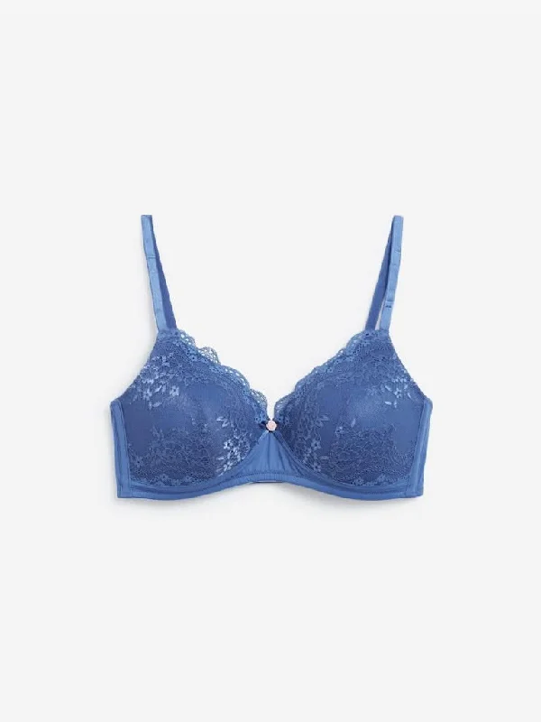 Wunderlove Blue Lace Padded Non-Wired Alexa Bra