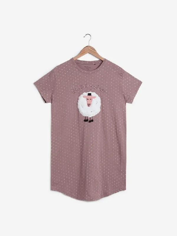 Wunderlove Light Brown Polkadot Nightdress