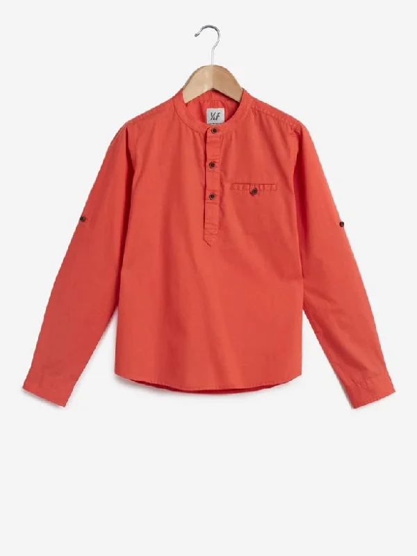 Y&F Kids Orange Pure-Cotton Shirt