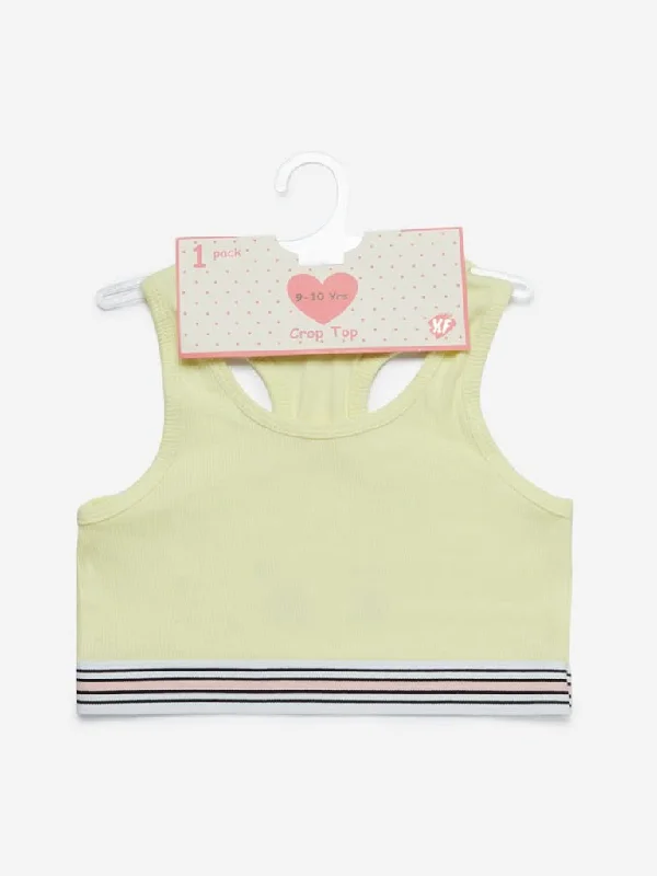 Y&F Kids Yellow Stripe Design Crop-Top