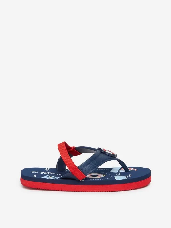 Yellow Kids Navy Nautical Theme Sandals