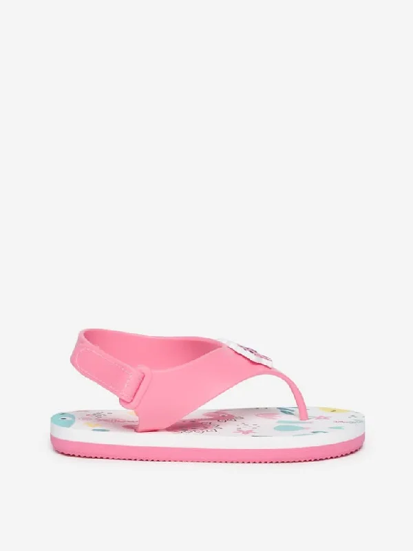 Yellow Kids Pink Dinosaur Print Sandals