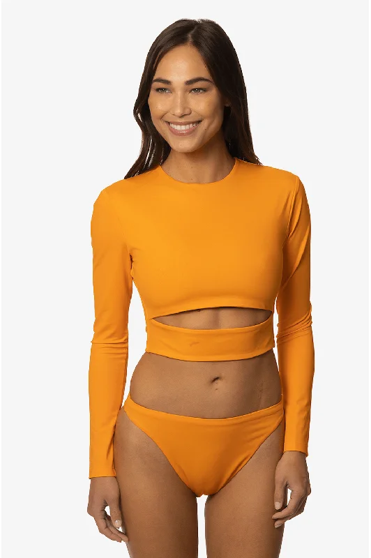 Sustainable bikini made from recycled materials for eco - conscious beachgoersTaranaki Long Sleeved Crop Cut-Out Rashie - Harmony