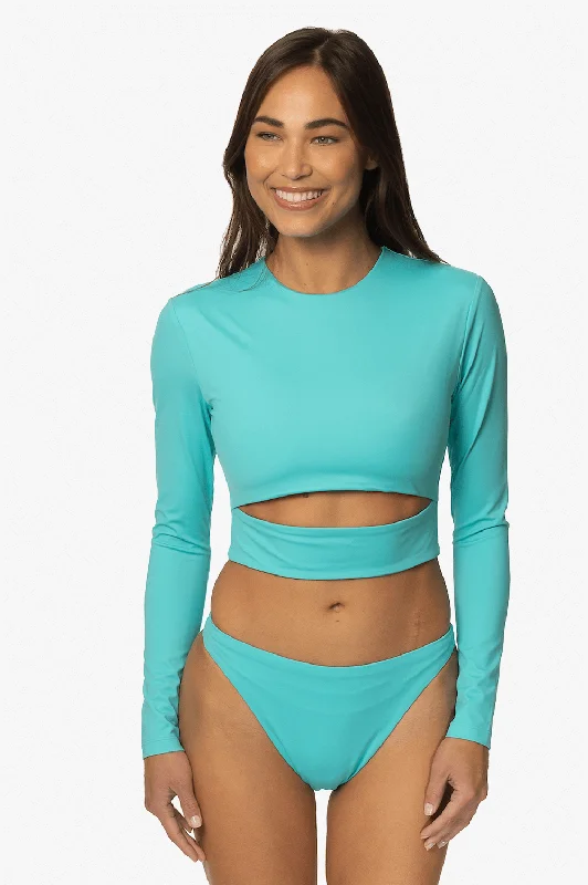 Monokini - style bikini with a unique one - piece - meets - bikini designTaranaki Long Sleeved Crop Cut-Out Rashie - Manifest