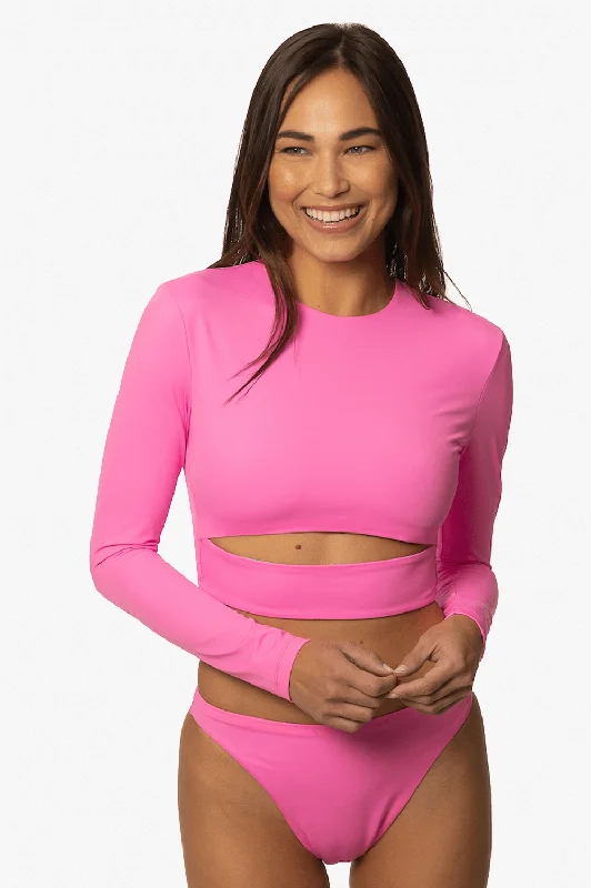 Sports bikini for high - intensity water activities like surfingTaranaki Long Sleeved Crop Cut-Out Rashie - Passion