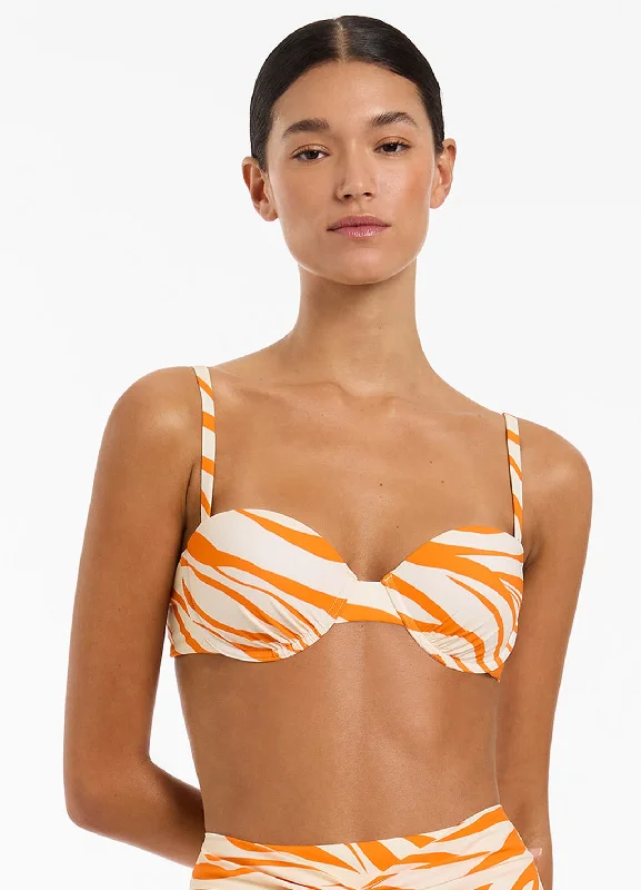 Monokini - style bikini with a unique one - piece - meets - bikini designFine Lines Gathered Balconette Bikini Top - Papaya