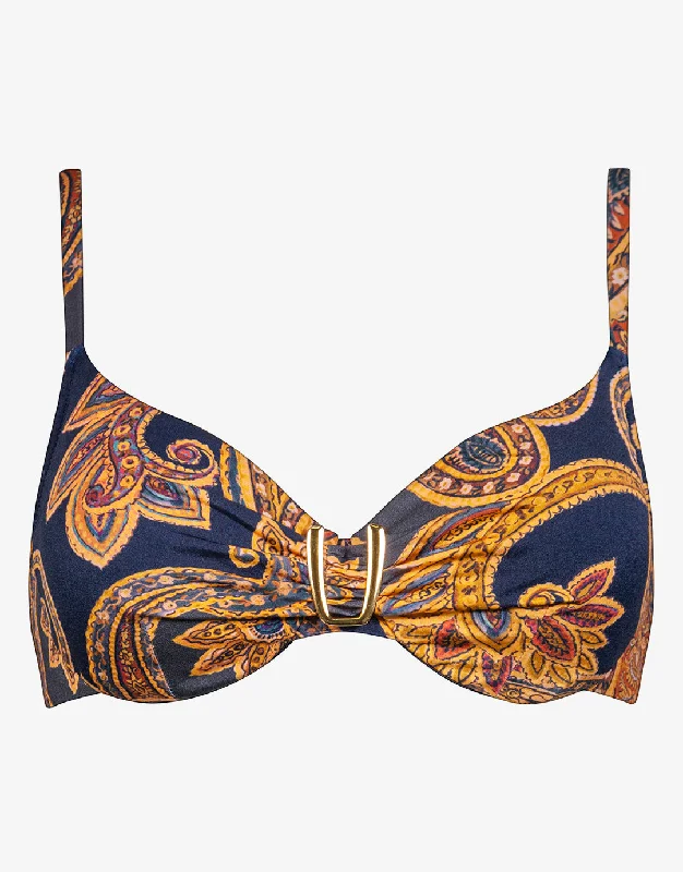 Long - line bikini top for added support and a fashionable lookMemory Underwired Bikini Top - Sunset Navy