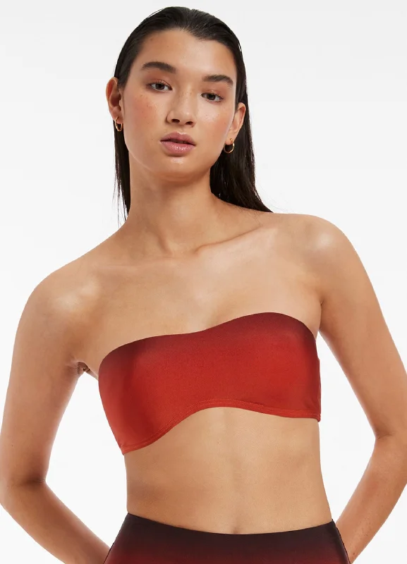 High - performance bikini with quick - drying fabric for active swimmersOia Sunset Minimal Bandeau Bikini Top - Burnt Orange