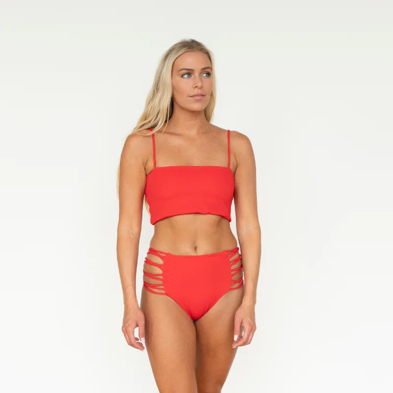 Lace - trimmed bikini for an elegant and romantic touchBondi Red Bikini Top